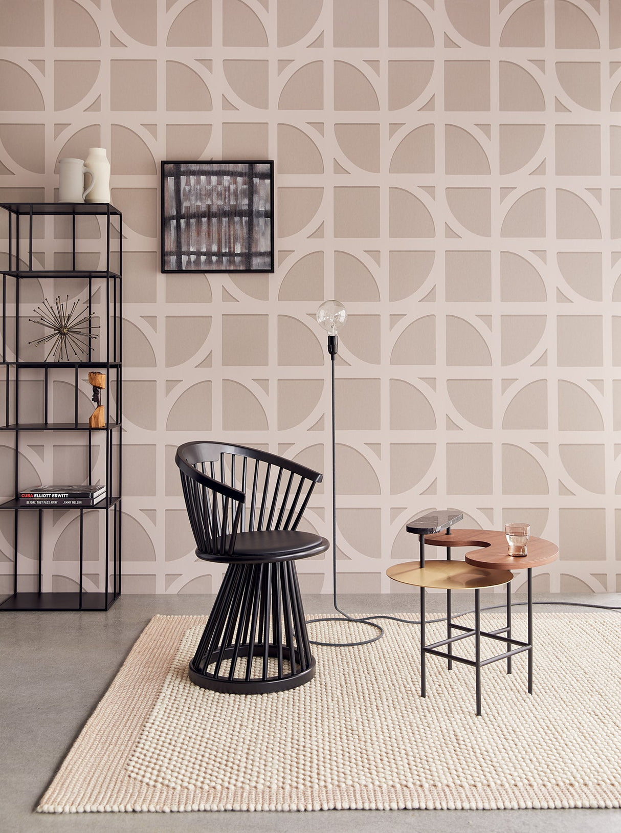 Eijffinger 395803 Shapes Blush Curved Trellis Wallpaper
