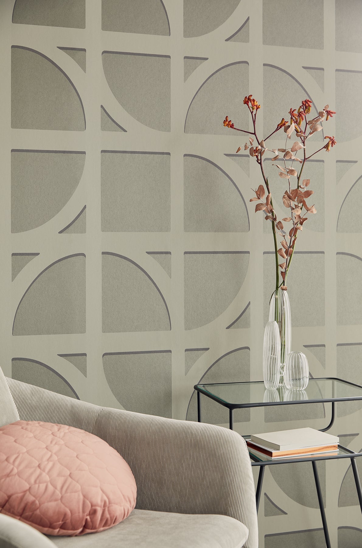 Eijffinger 395804 Shapes Dark Grey Curved Trellis Wallpaper