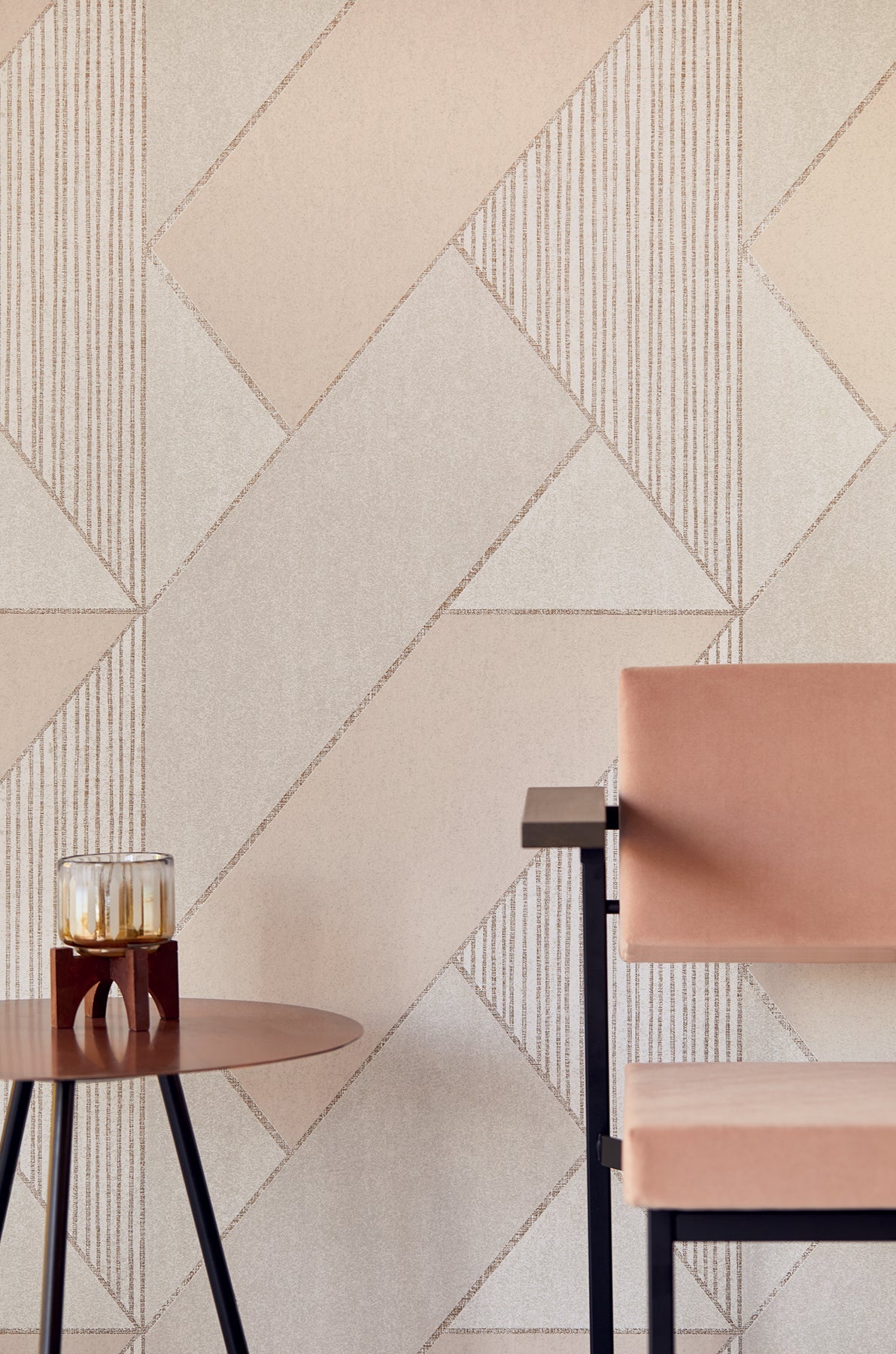 Eijffinger 395831 Art Deco Peach Glam Geometric Wallpaper