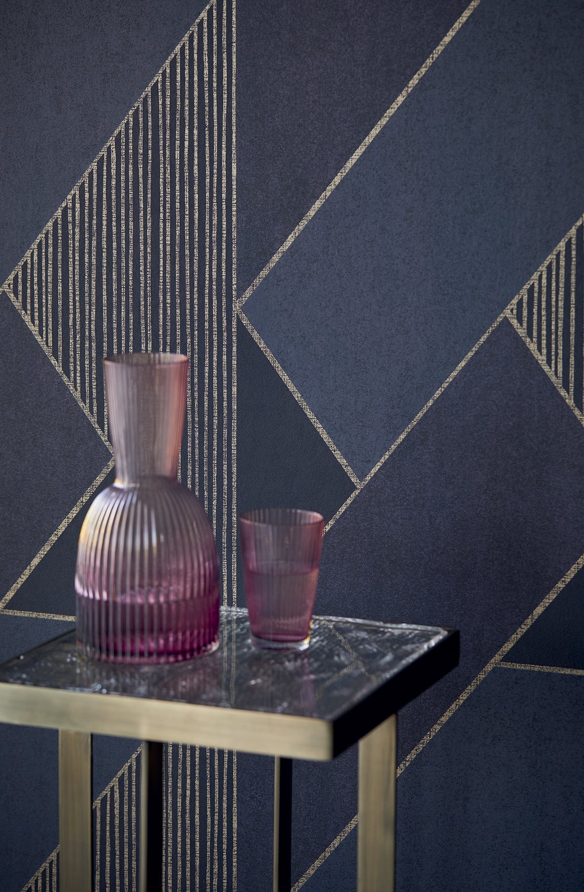 Eijffinger 395834 Art Deco Dark Blue Glam Geometric Wallpaper