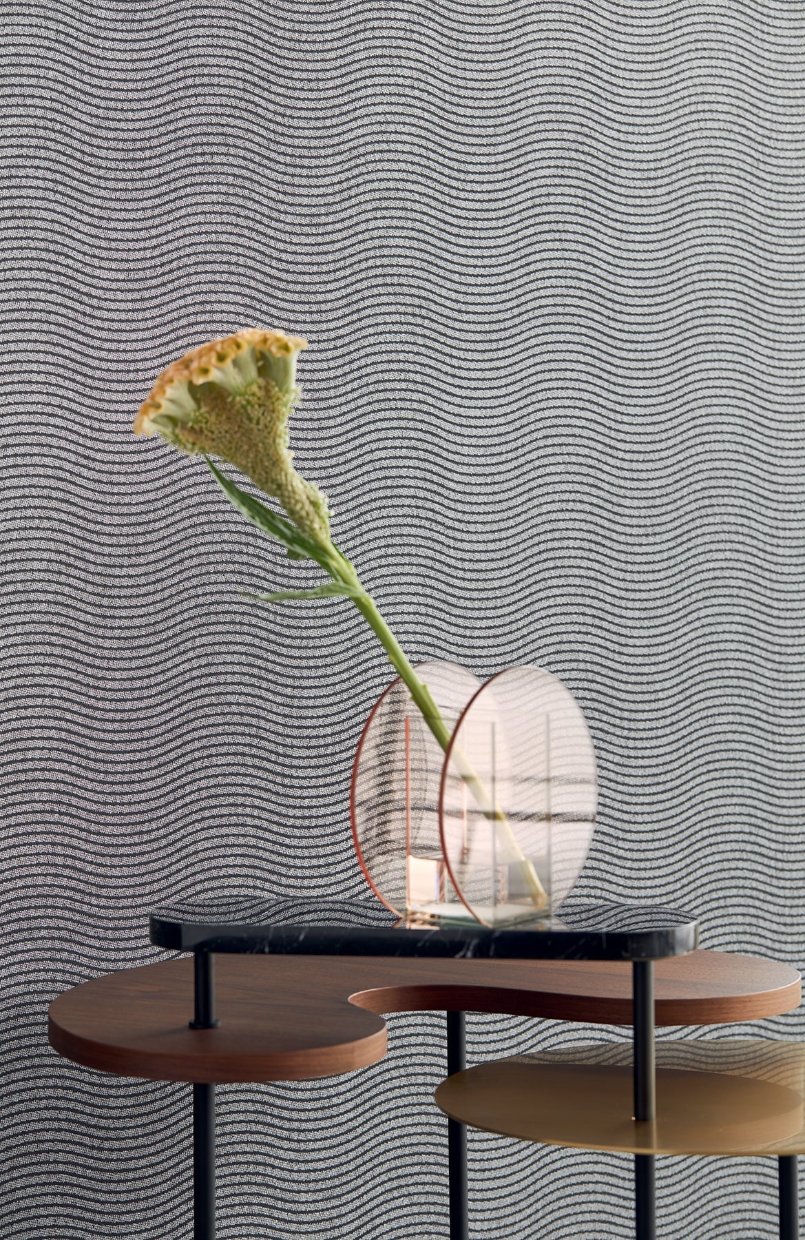 Eijffinger 395852 Curves Silver Glittering Waves Wallpaper