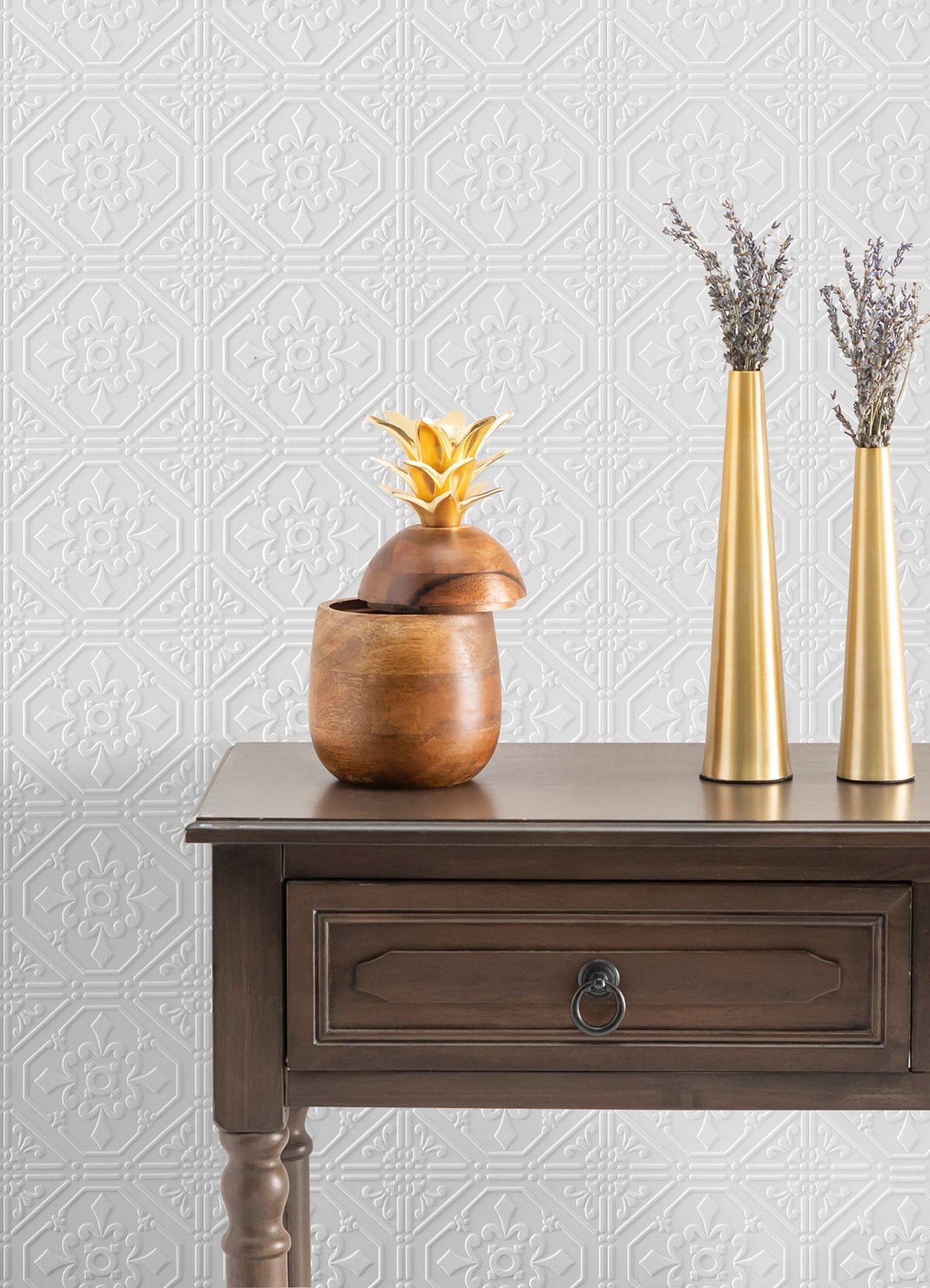 Brewster 4000-93996 Brooklyn White Tin Paintable Wallpaper