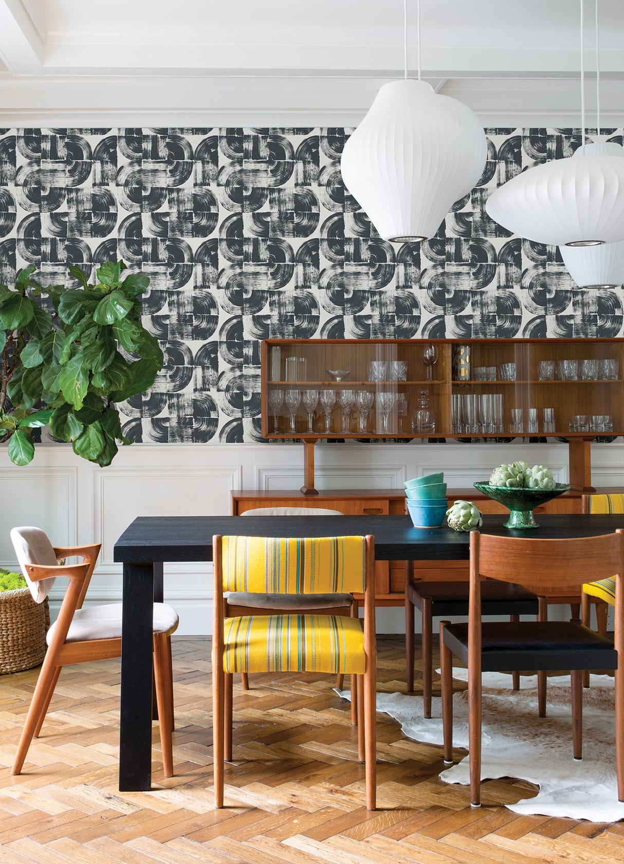 A-Street Prints 4014-26404 Giulietta Black Painterly Geometric Wallpaper