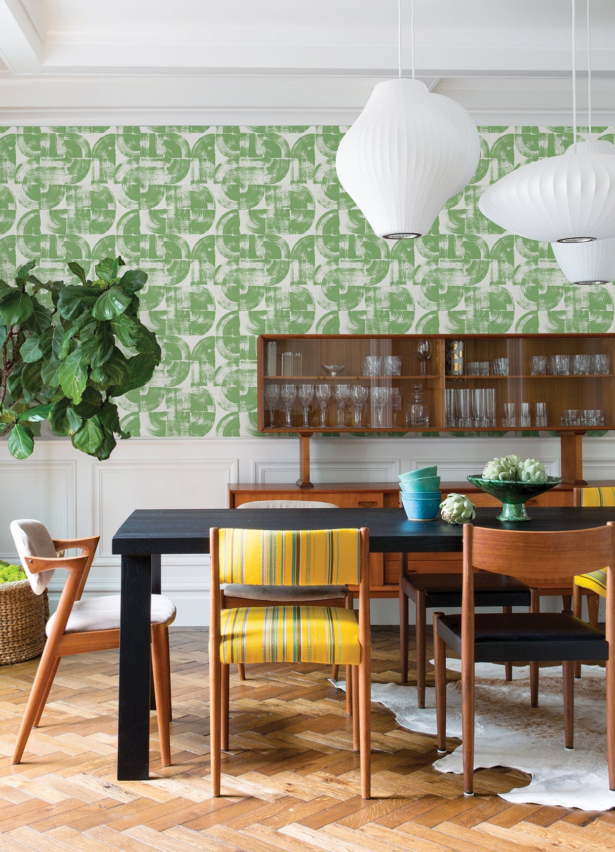 A-Street Prints 4014-26408 Giulietta Green Painterly Geometric Wallpaper