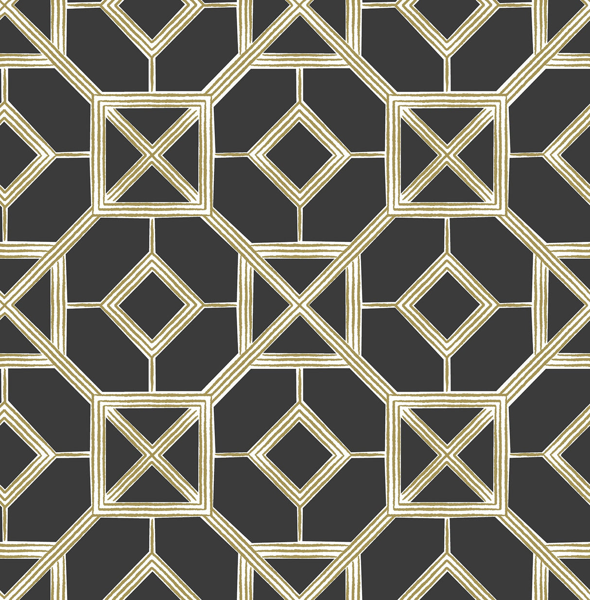 A-Street Prints 4014-26409 Livia Black Trellis Wallpaper
