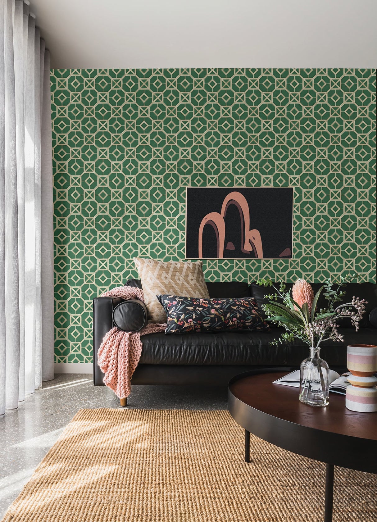 A-Street Prints 4014-26410 Livia Green Trellis Wallpaper
