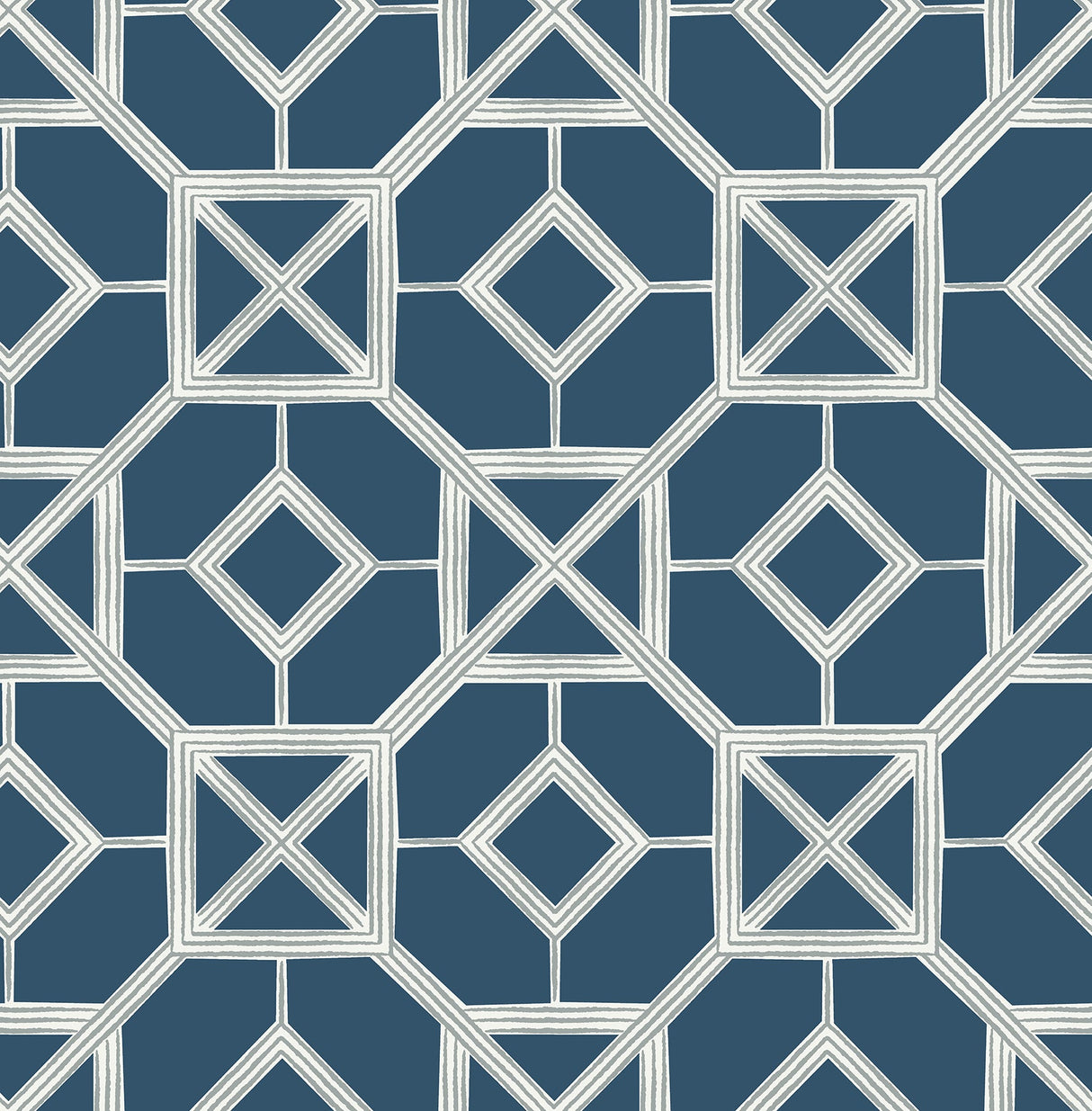 A-Street Prints 4014-26411 Livia Dark Blue Trellis Wallpaper