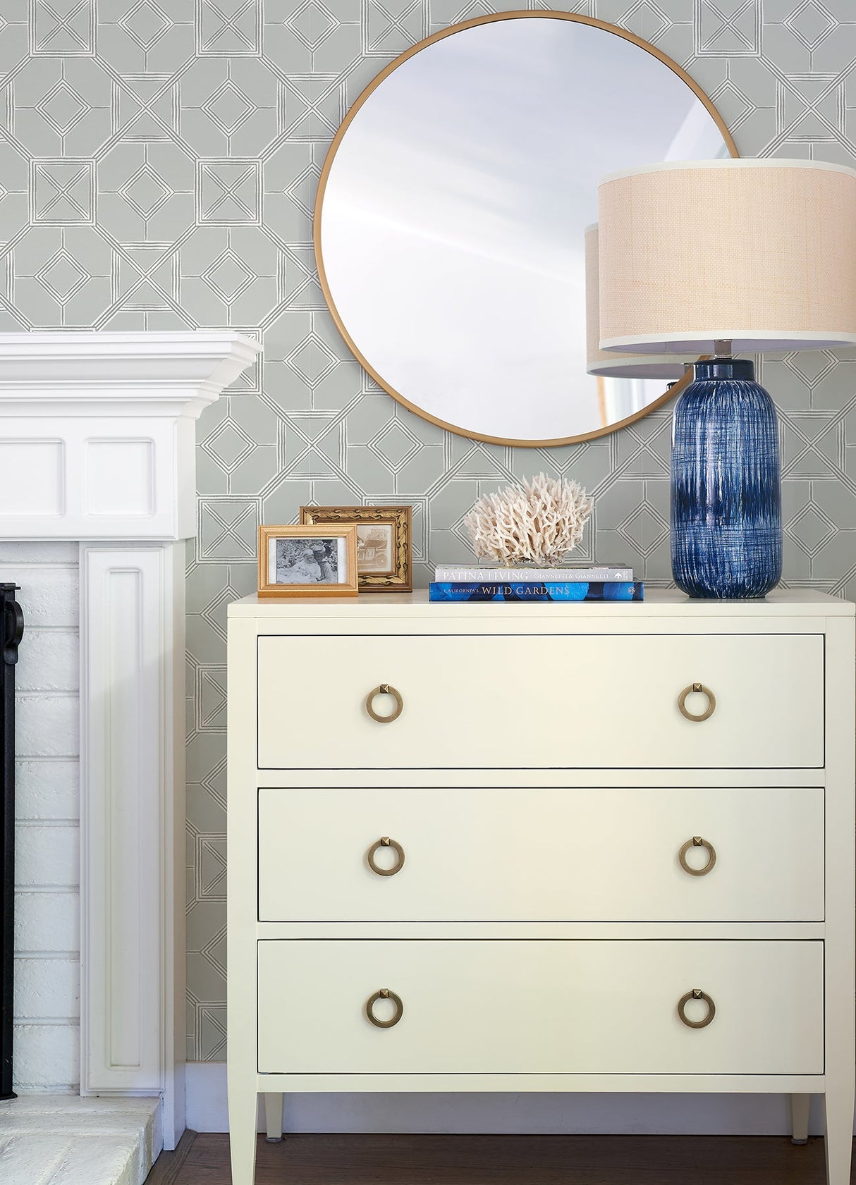 A-Street Prints 4014-26412 Livia Grey Trellis Wallpaper