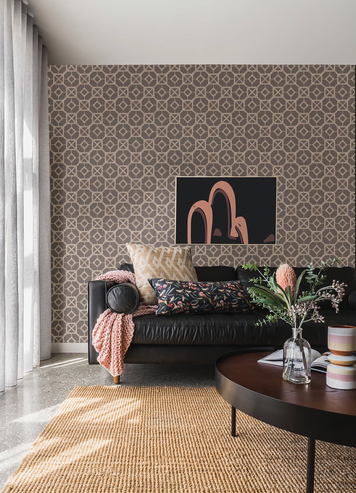 A-Street Prints 4014-26413 Livia Mauve Trellis Wallpaper