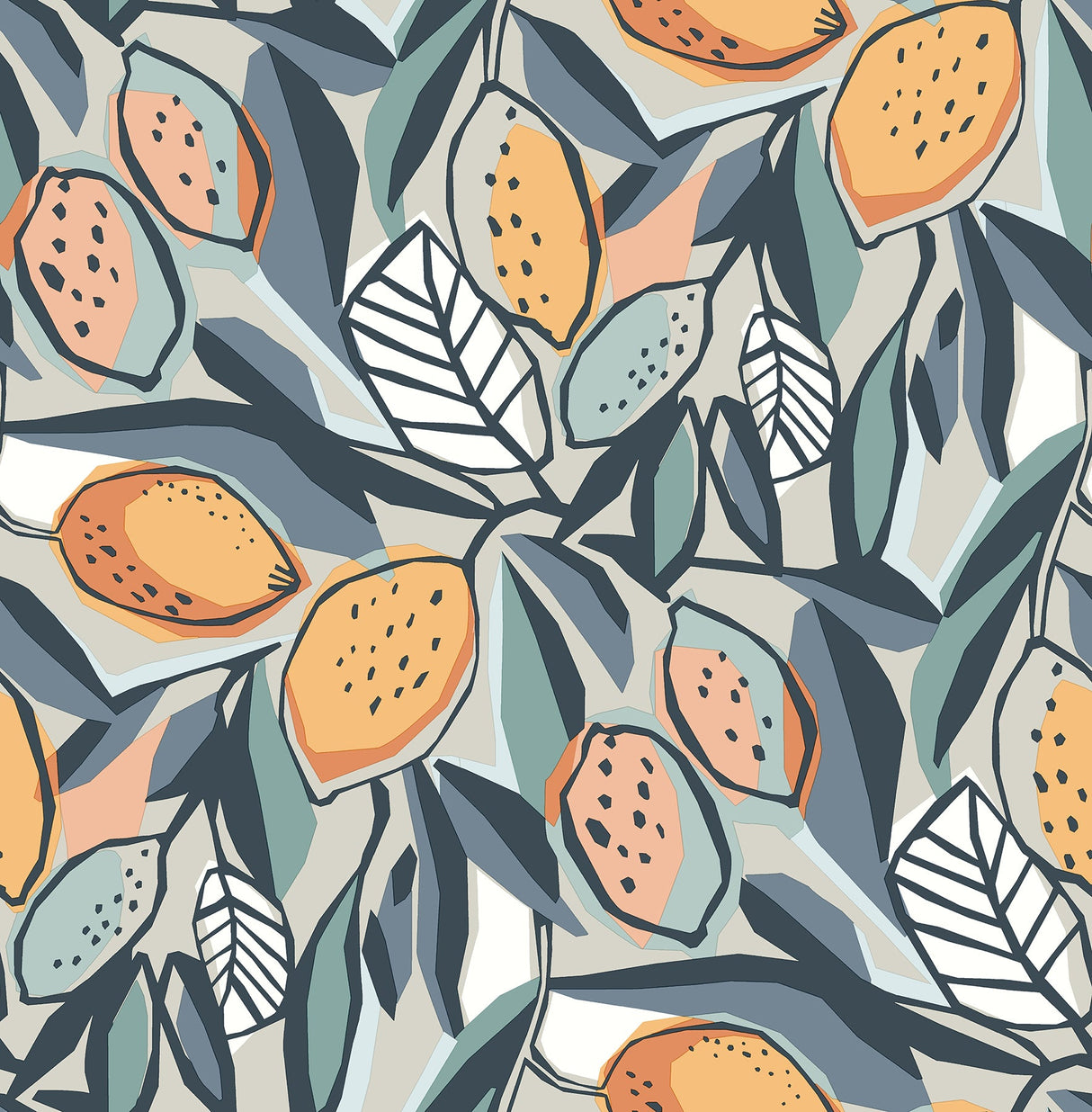 A-Street Prints 4014-26421 Meyer Teal Citrus Wallpaper