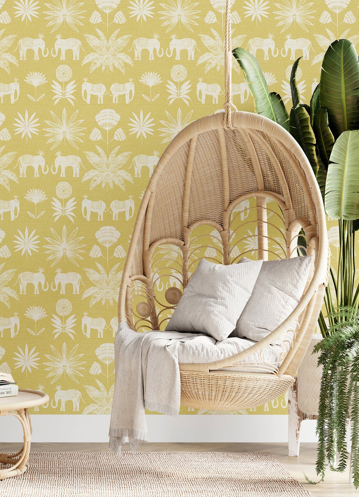 A-Street Prints 4014-26434 Bazaar Yellow Elephant Oasis Wallpaper