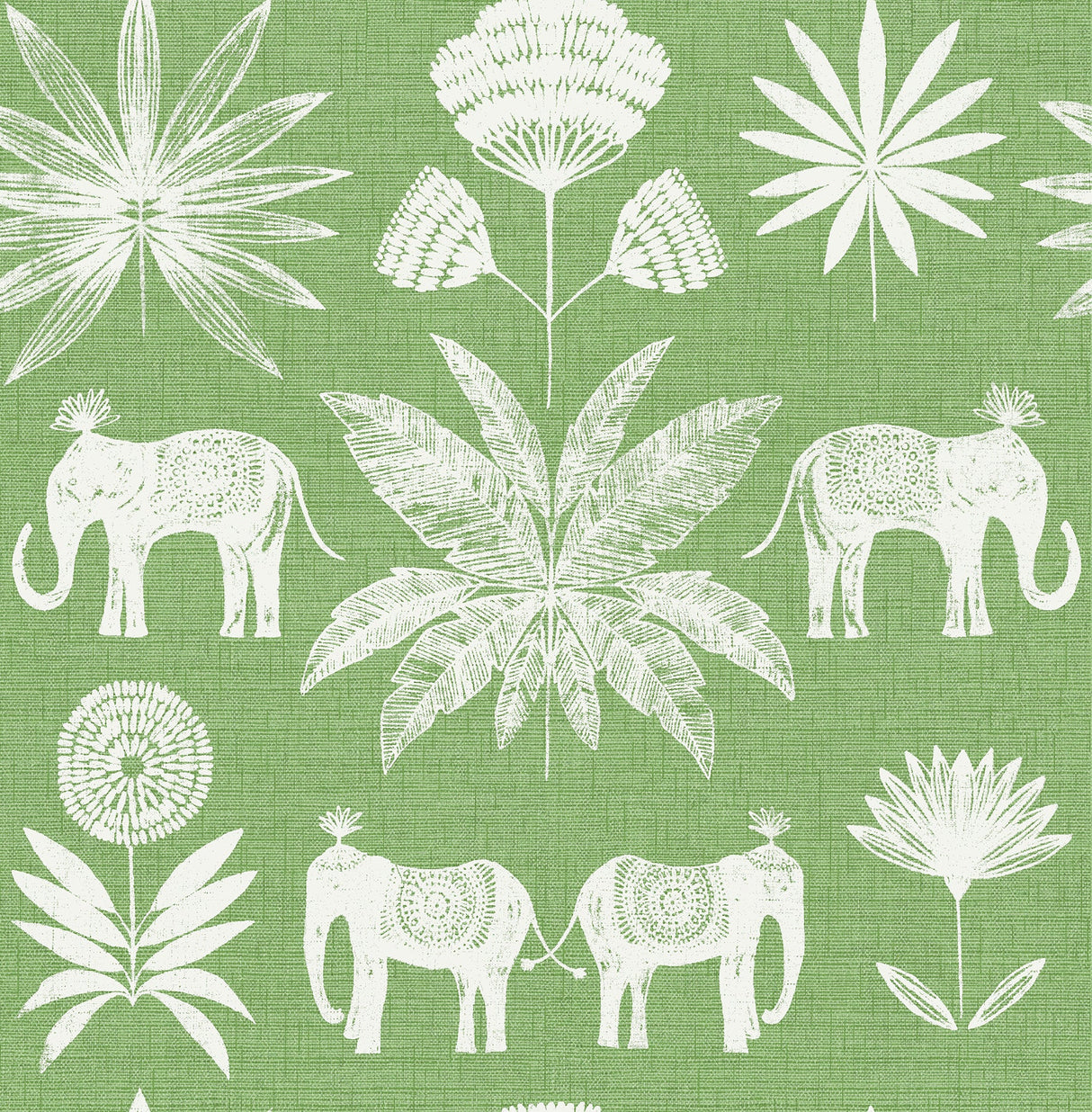 A-Street Prints 4014-26435 Bazaar Green Elephant Oasis Wallpaper