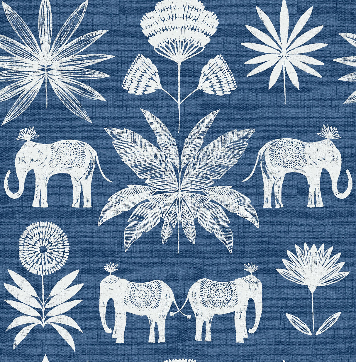 A-Street Prints 4014-26436 Bazaar Blue Elephant Oasis Wallpaper