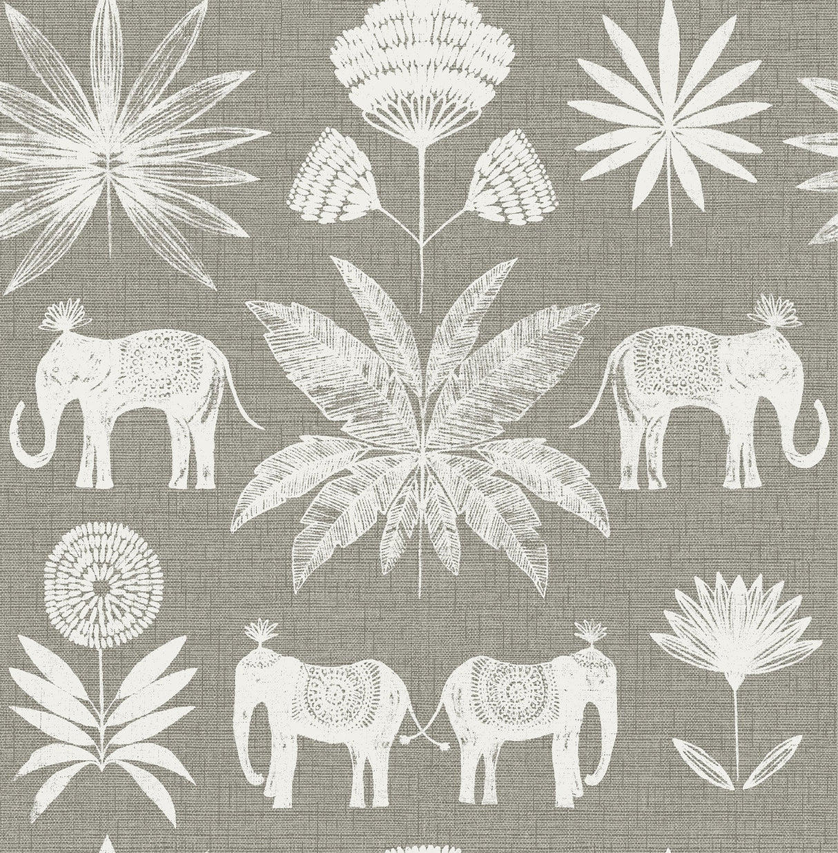 A-Street Prints 4014-26437 Bazaar Grey Elephant Oasis Wallpaper