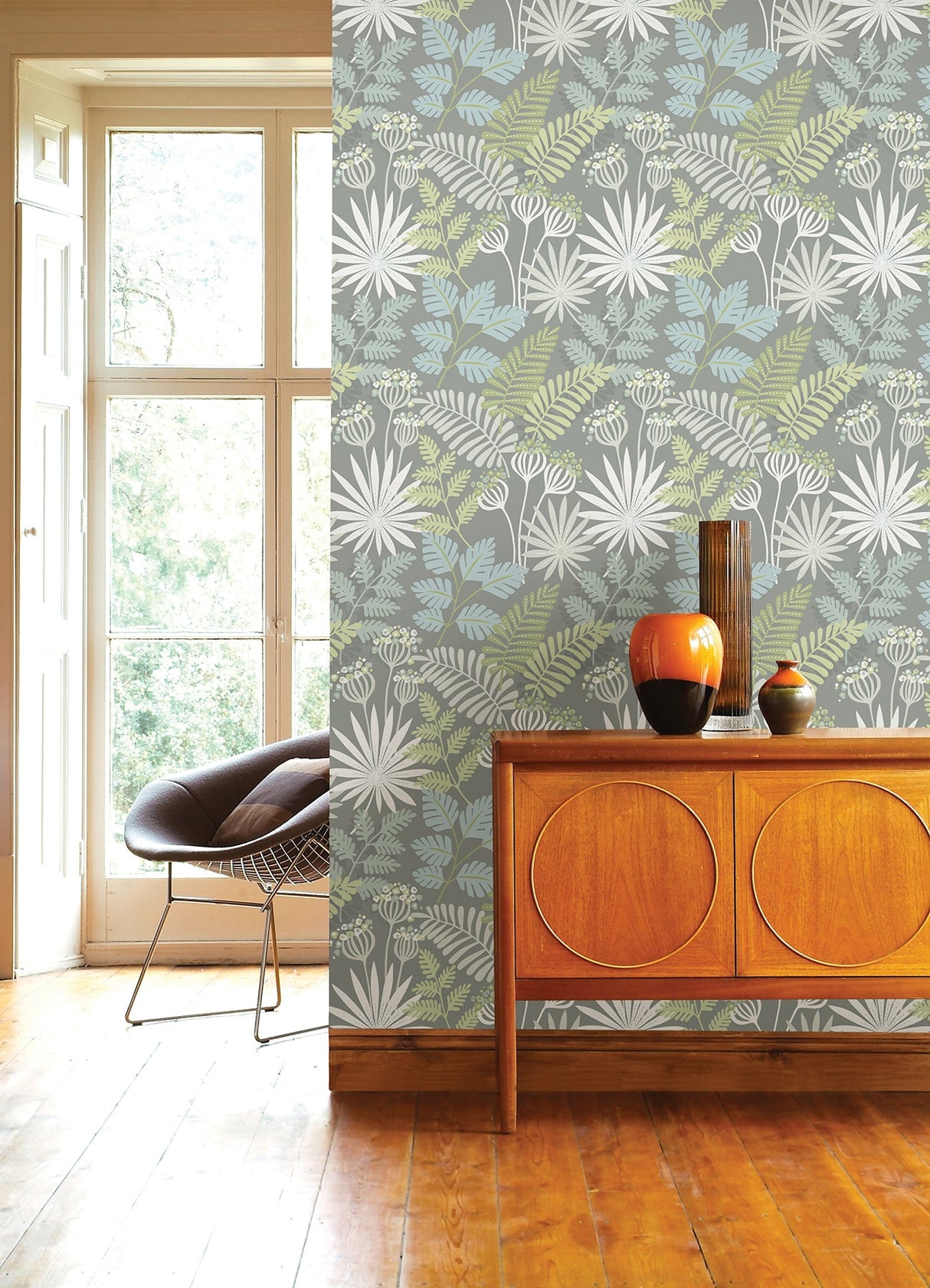 A-Street Prints 4014-26451 Praslin Grey Botanical Wallpaper