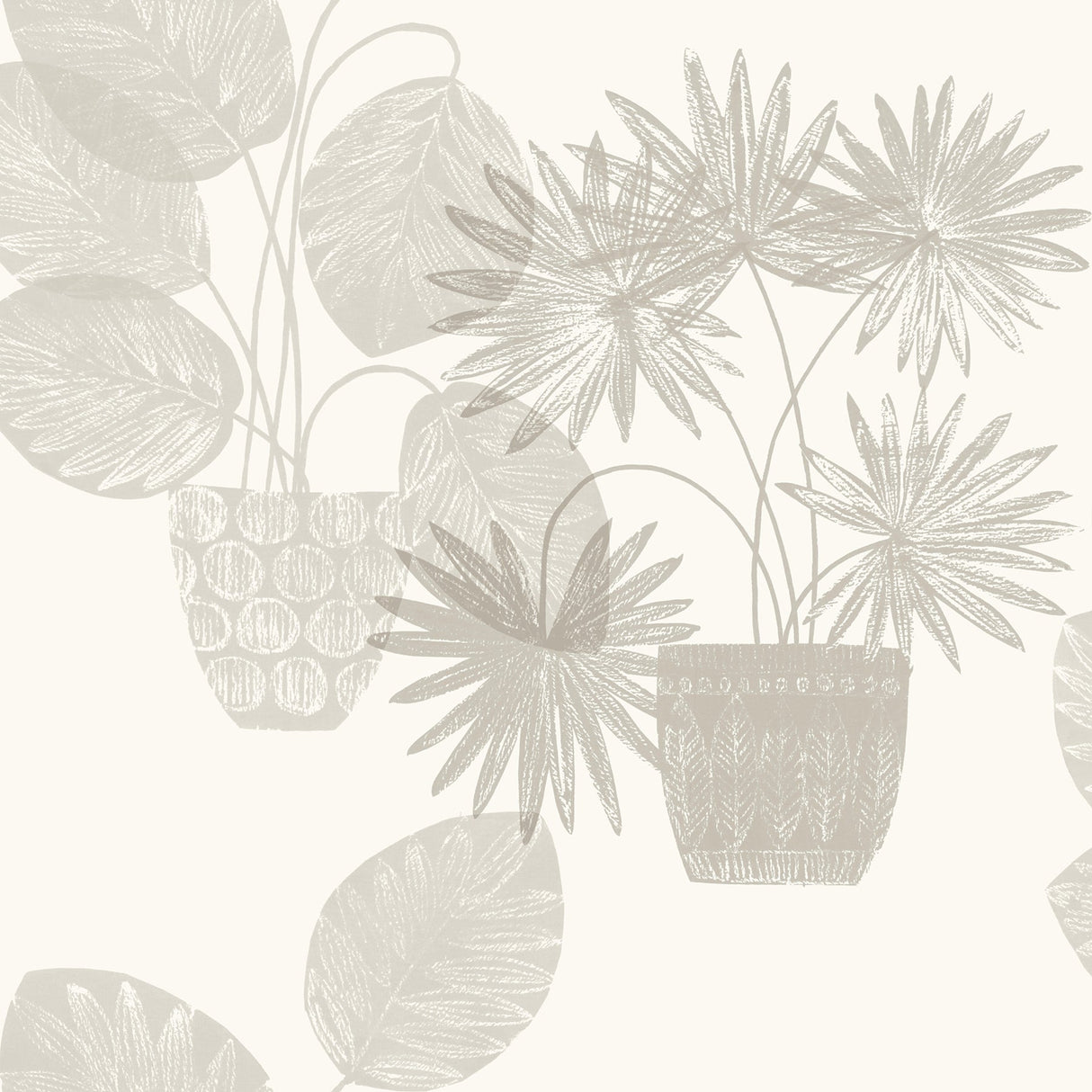 A-Street Prints 4014-87555 Aida Light Grey Potted Plant Wallpaper