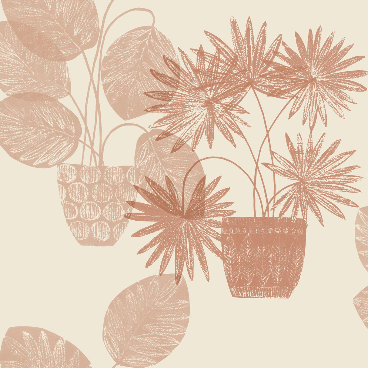 A-Street Prints 4014-87556 Aida Pink Potted Plant Wallpaper
