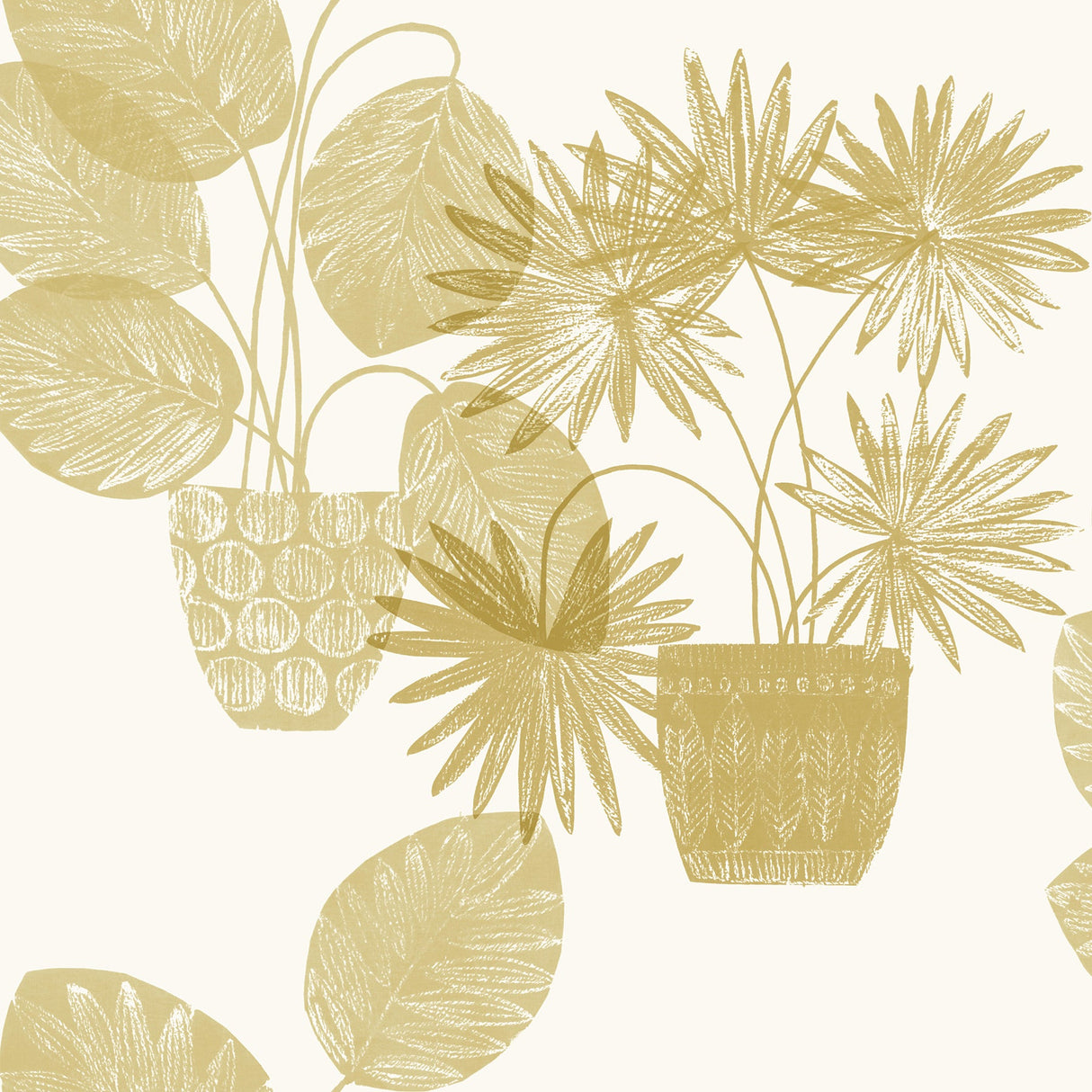 A-Street Prints 4014-87557 Aida Gold Potted Plant Wallpaper