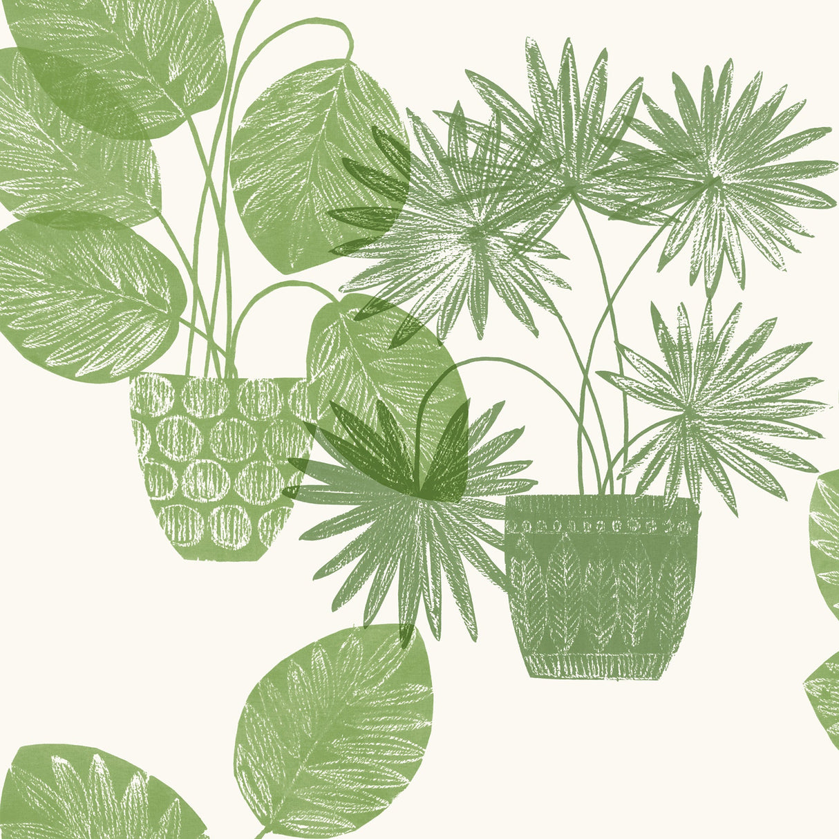 A-Street Prints 4014-87558 Aida Green Potted Plant Wallpaper