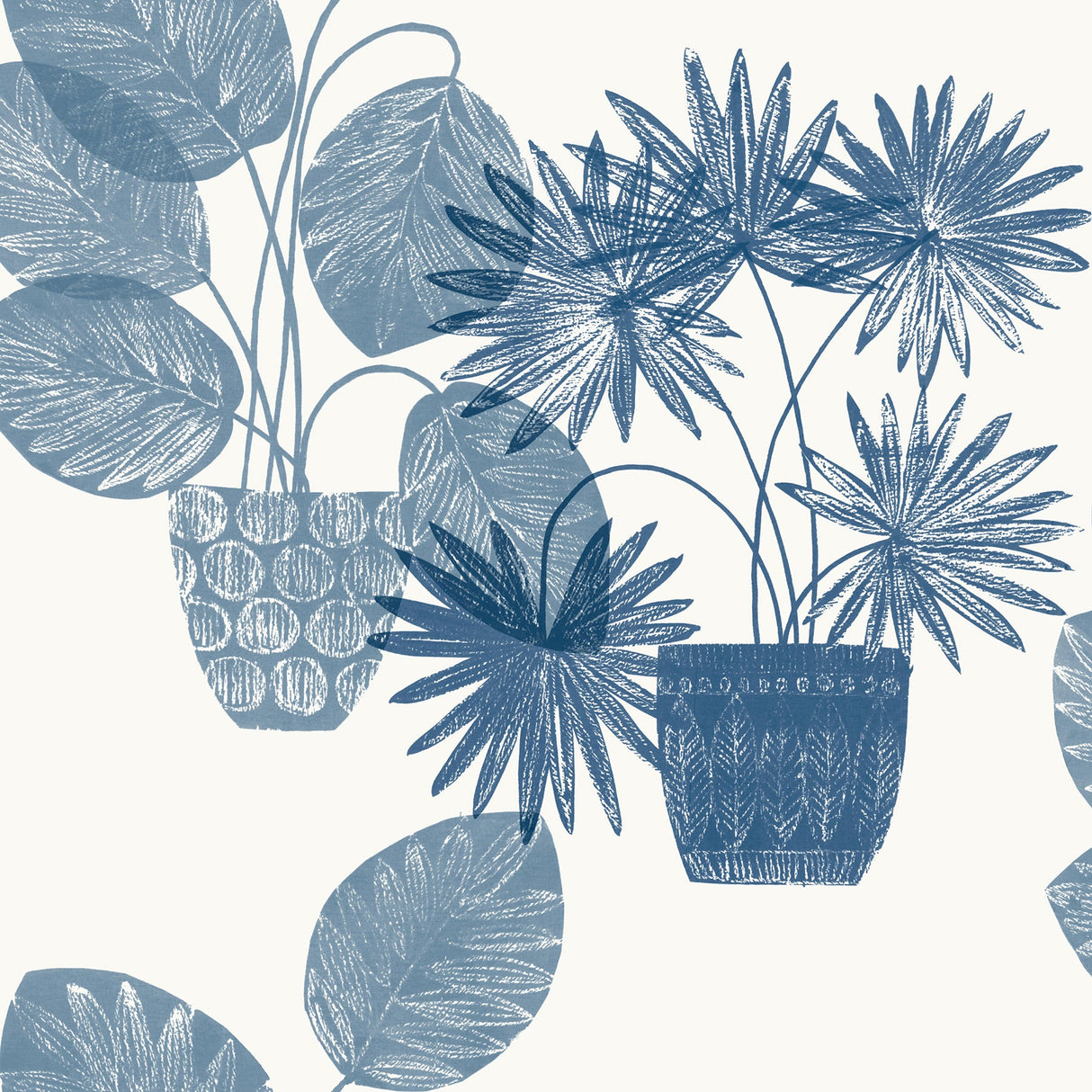 A-Street Prints 4014-87559 Aida Blue Potted Plant Wallpaper