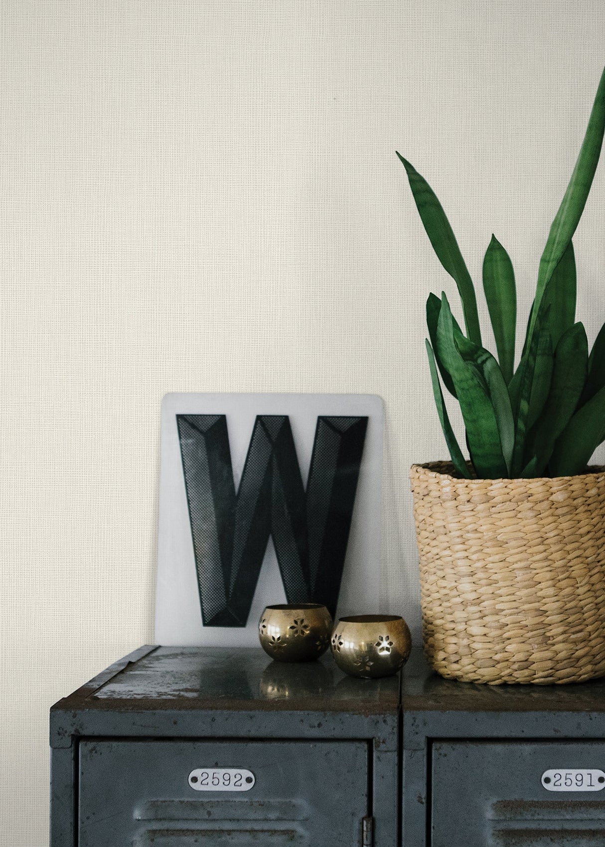 Advantage 4015-36976-4 Seaton Cream Linen Texture Wallpaper