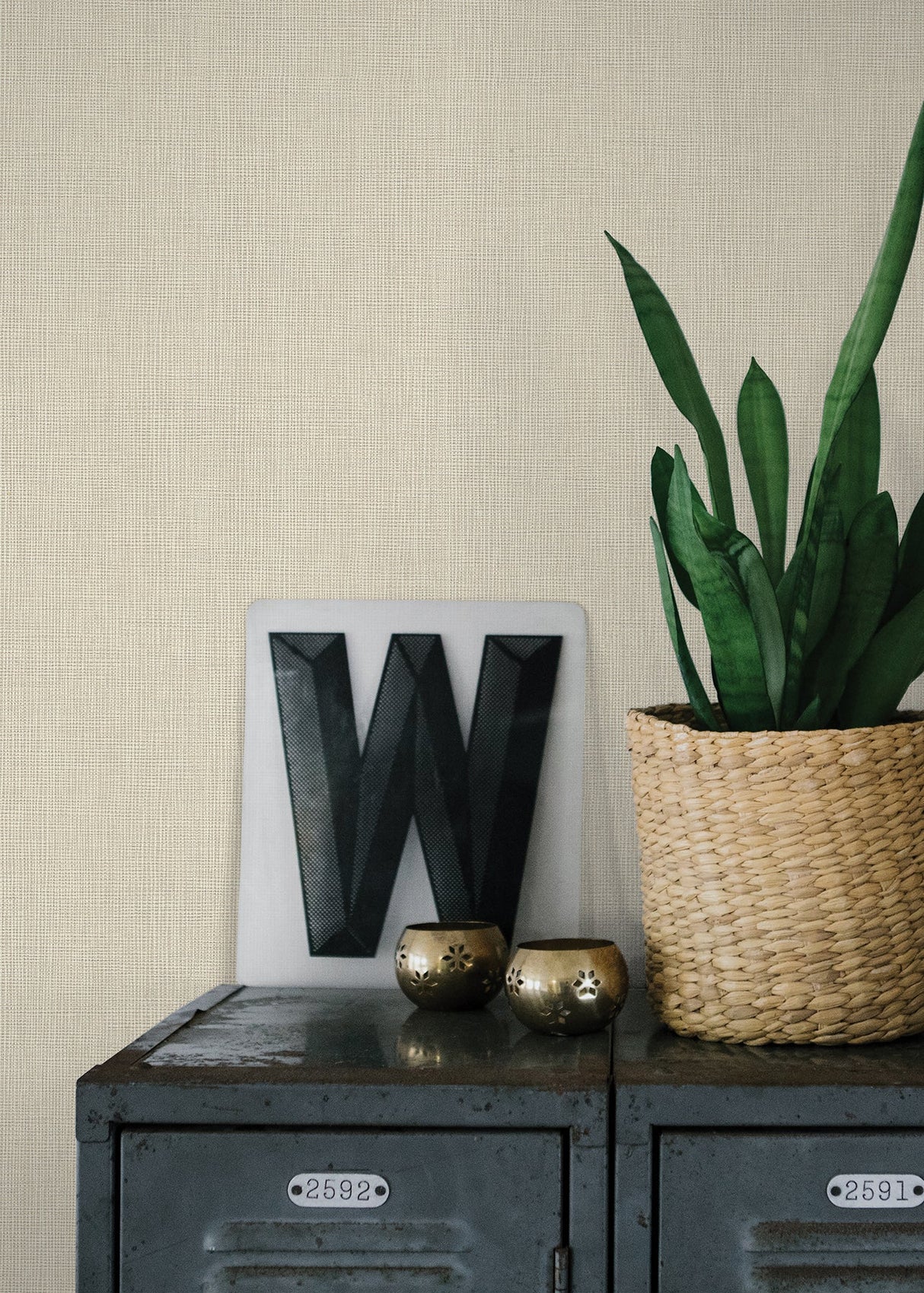 Advantage 4015-36976-6 Seaton Bone Linen Texture Wallpaper