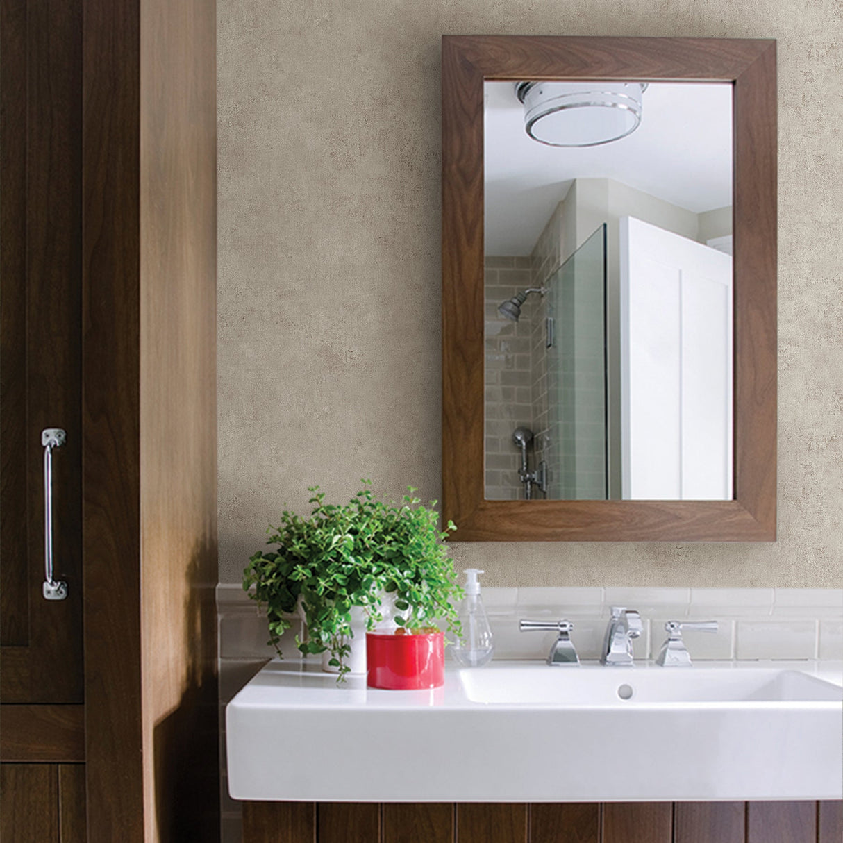 Advantage 4015-37370-2 Rainey Taupe Stucco Texture Wallpaper