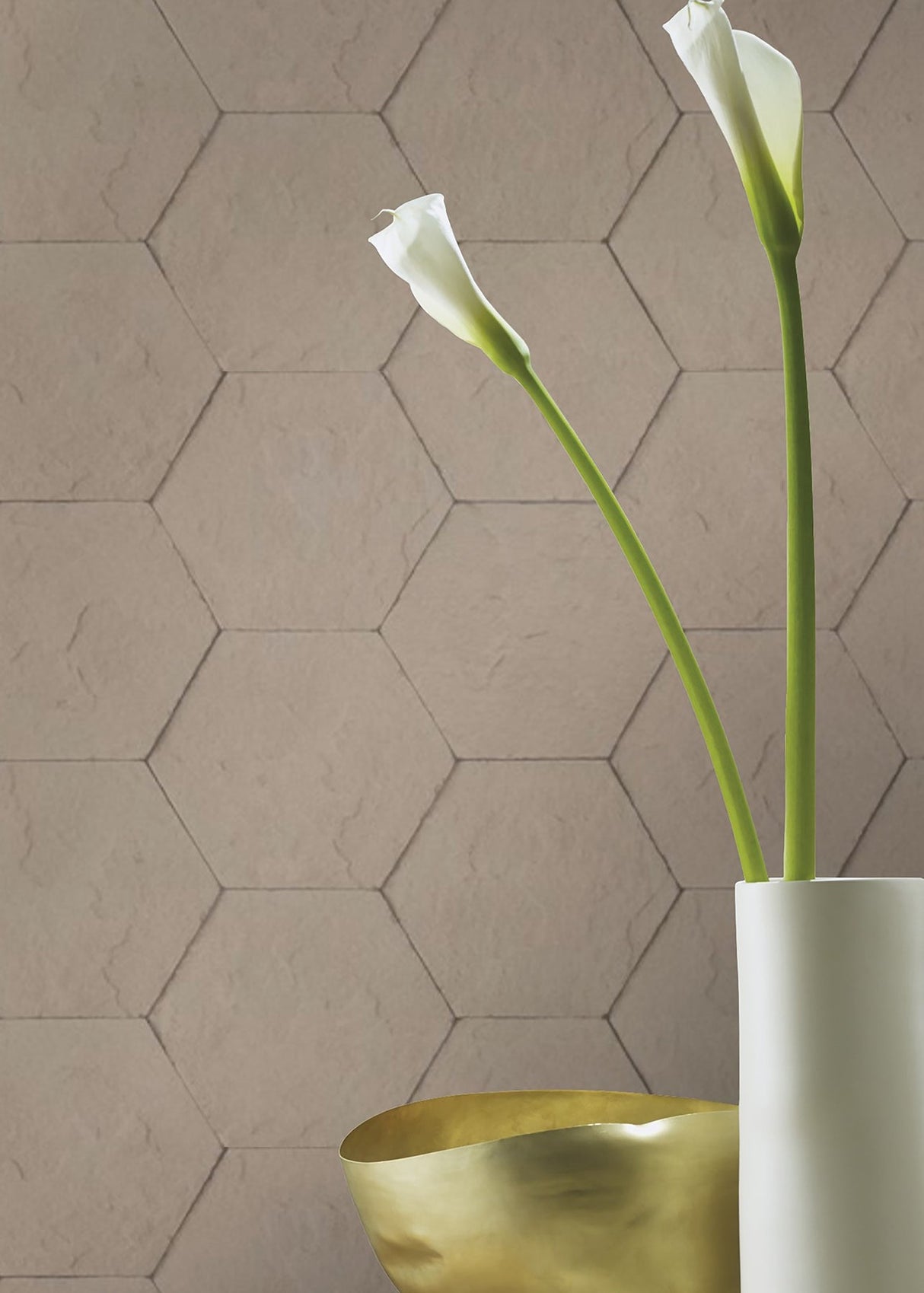 Advantage 4015-427134 Bascom Light Grey Stone Hexagon Wallpaper