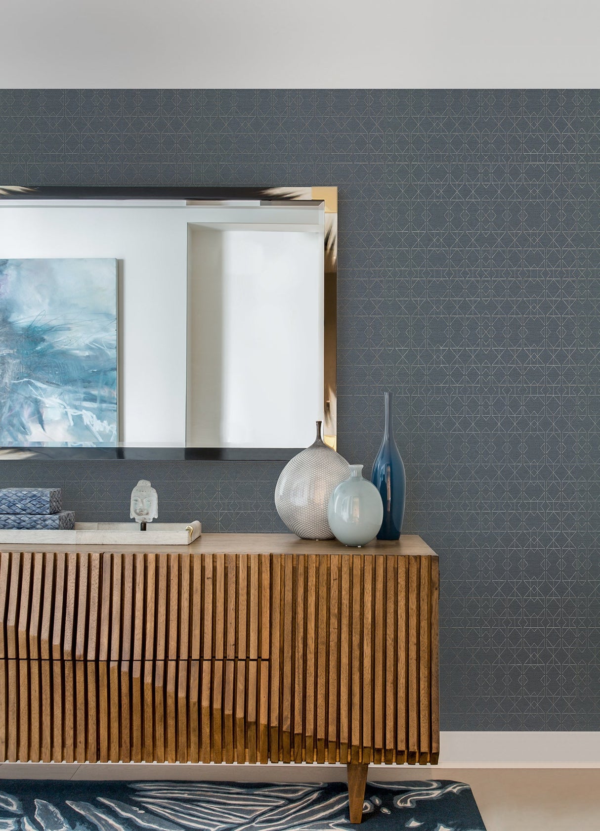 A-Street Prints 4019-86404 Paititi Denim Diamond Trellis Wallpaper