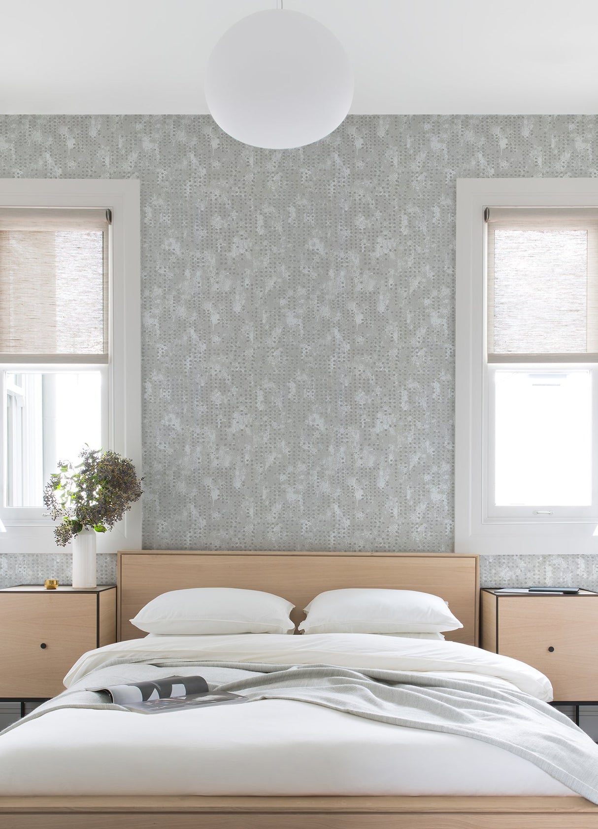 A-Street Prints 4019-86414 Felsic Silver Studded Cube Wallpaper