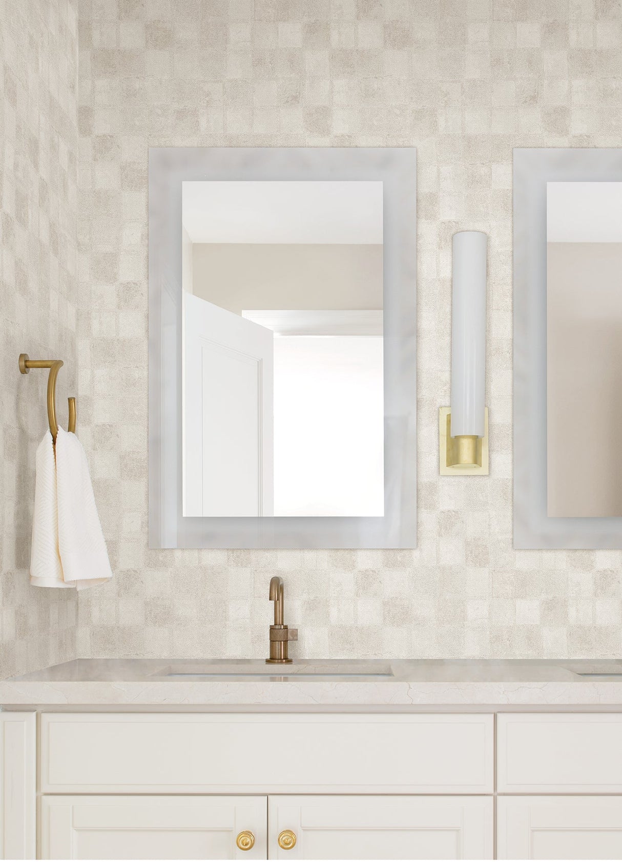 A-Street Prints 4019-86420 Varak White Checkerboard Wallpaper