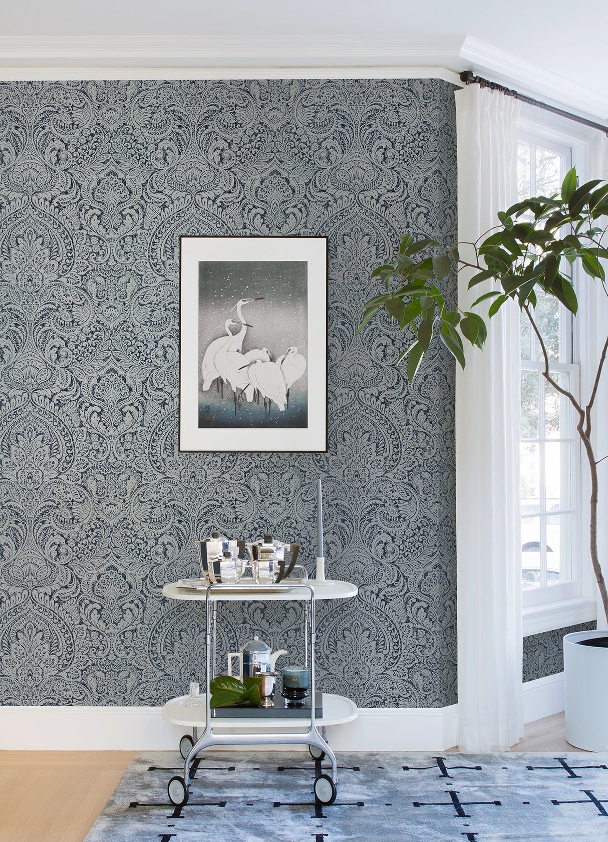 A-Street Prints 4019-86442 Artemis Sapphire Floral Damask Wallpaper