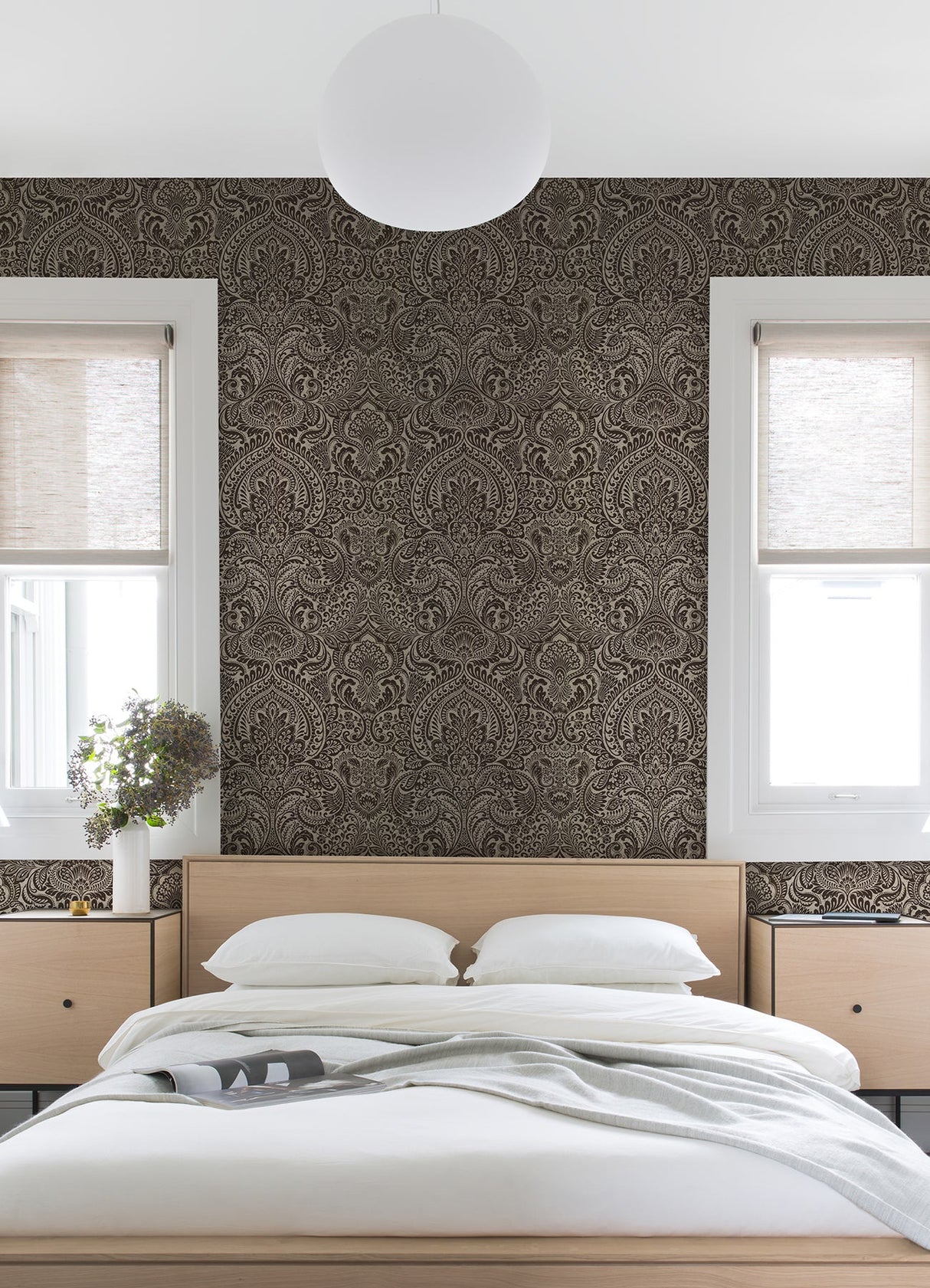 A-Street Prints 4019-86464 Artemis Espresso Floral Damask Wallpaper