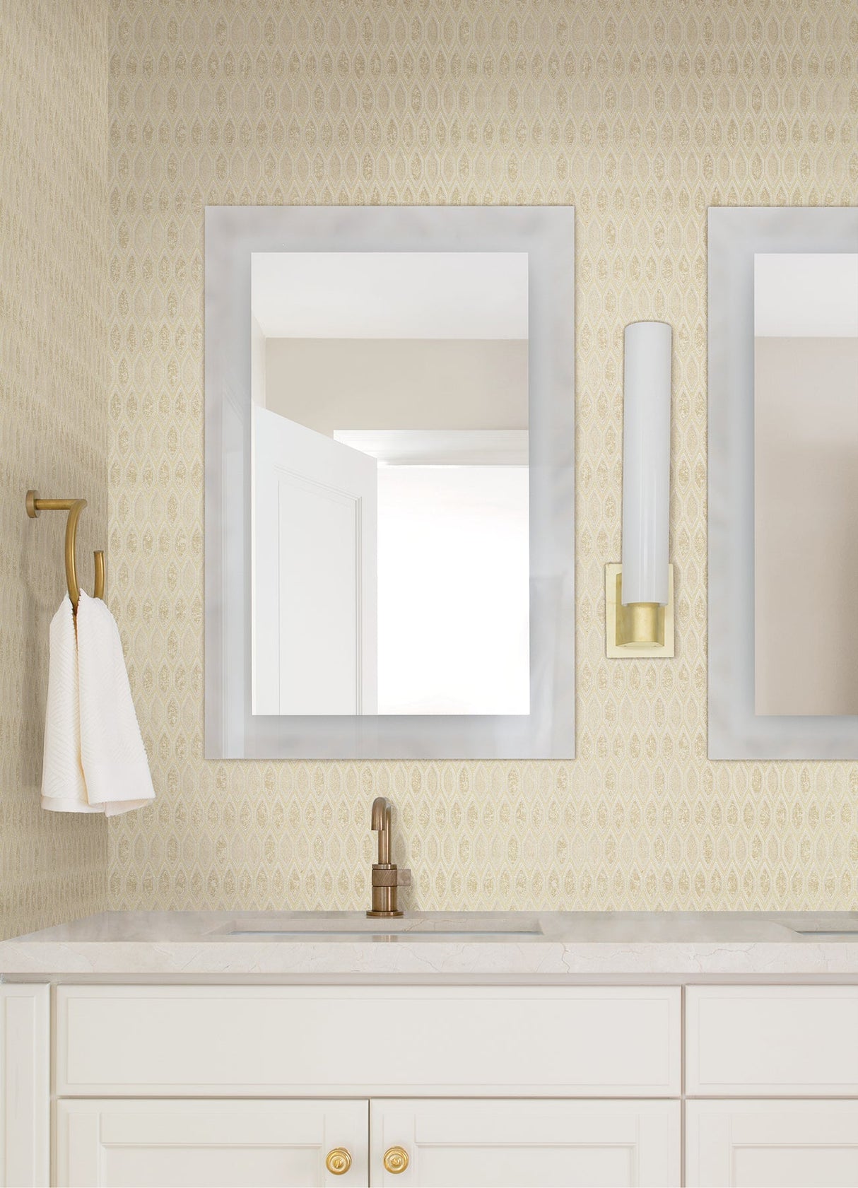 A-Street Prints 4019-86496 Damour Gold Hexagon Ogee Wallpaper