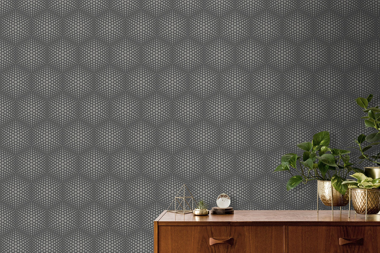 Advantage 4020-50609 Milo Dark Grey Bubble Geometric Wallpaper