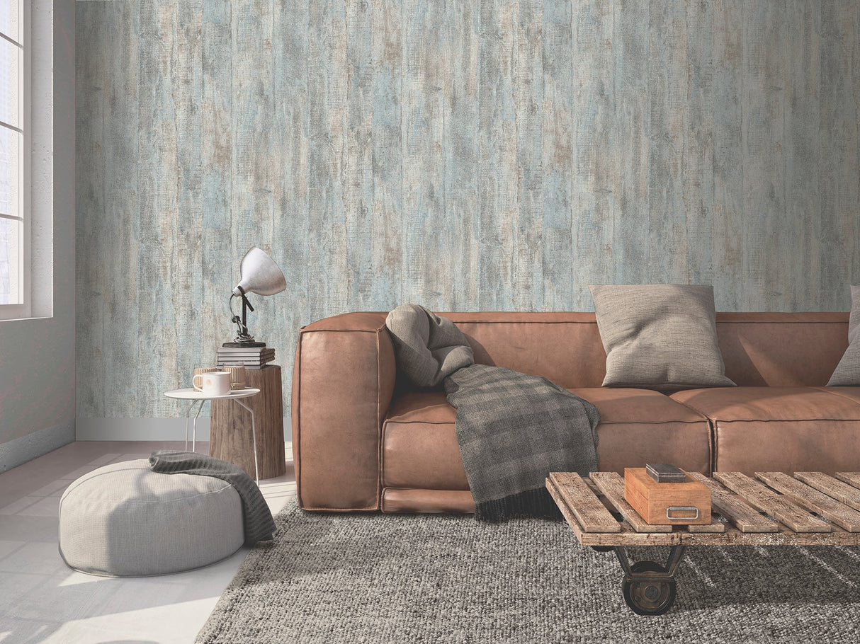 Advantage 4020-68301 Huck Light Blue Weathered Wood Plank Wallpaper