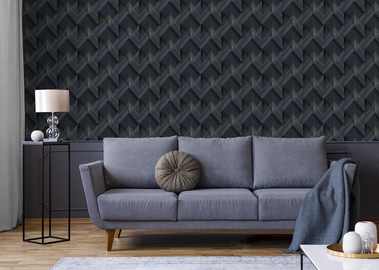 Advantage 4020-96701 Raoul Navy Fanning Diamonds Wallpaper