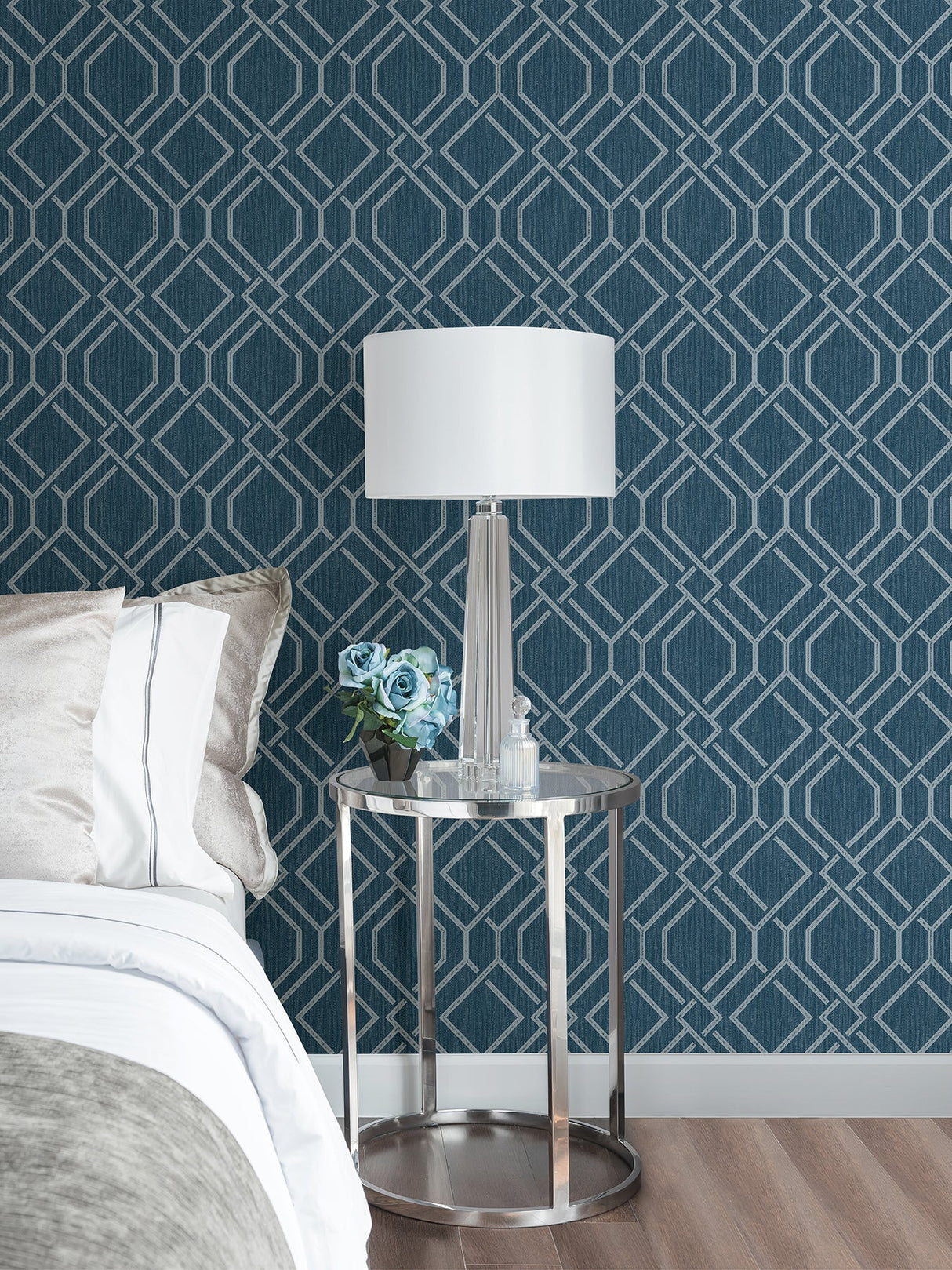 Advantage 4025-82512 Frege Blue Trellis Wallpaper