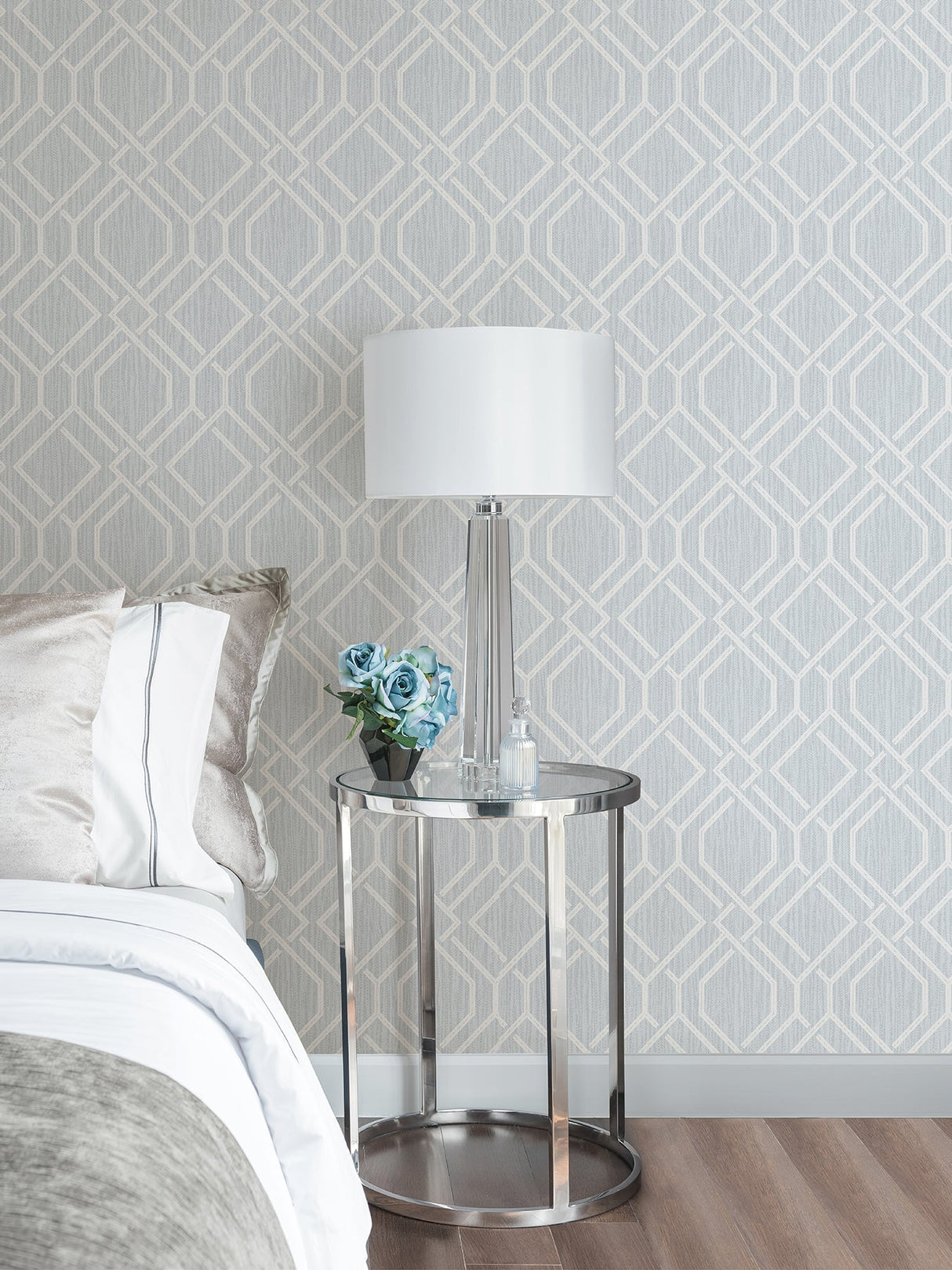 Advantage 4025-82522 Frege Light Blue Trellis Wallpaper