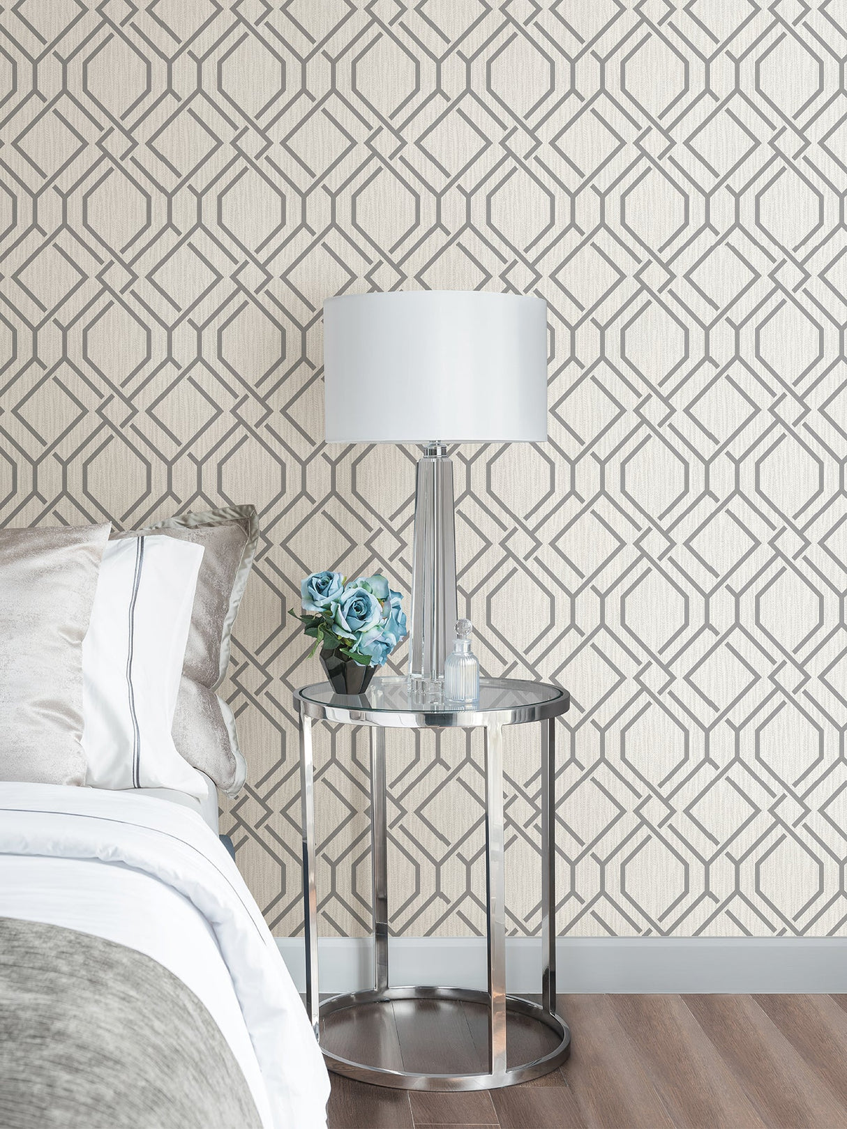Advantage 4025-82528 Frege Grey Trellis Wallpaper