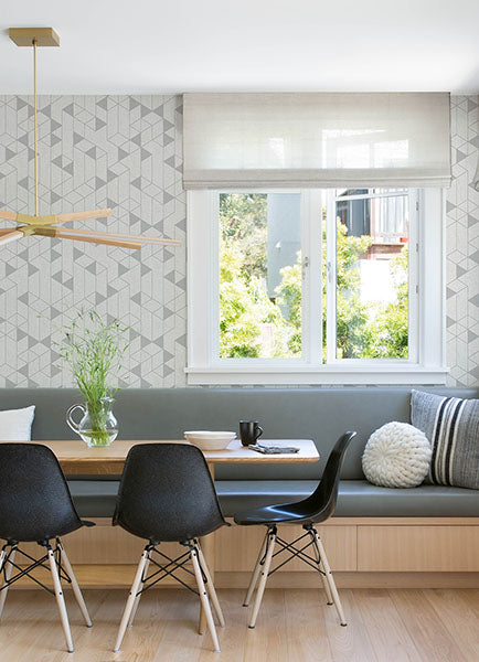 Eade’s Fairbank Silver Linen Geometric Wallpaper by Scott Li