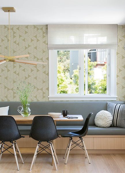 Eade’s Fairbank Gold Linen Geometric Wallpaper by Scott Livi