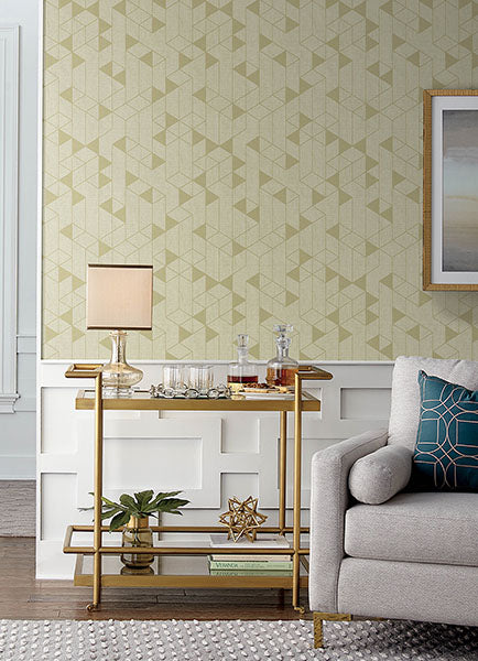 Eade’s Fairbank Gold Linen Geometric Wallpaper by Scott Livi