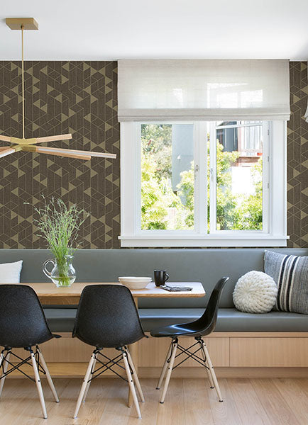 Eade’s Fairbank Chocolate Linen Geometric Wallpaper by Scott