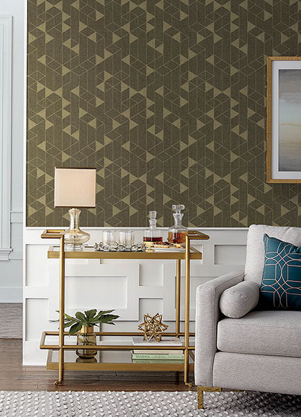 Eade’s Fairbank Chocolate Linen Geometric Wallpaper by Scott