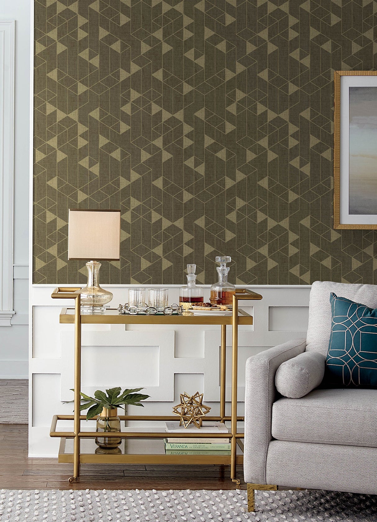 A-Street Prints 4034-26773 Fairbank Chocolate Linen Geometric Wallpaper by Scott Living