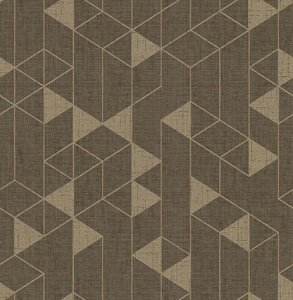 Eade’s Fairbank Chocolate Linen Geometric Wallpaper by Scott