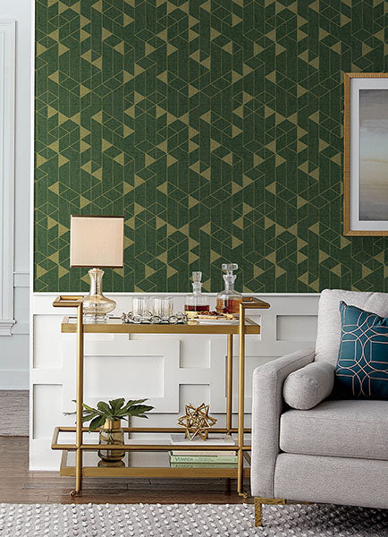 Eade’s Fairbank Evergreen Linen Geometric Wallpaper by Scott