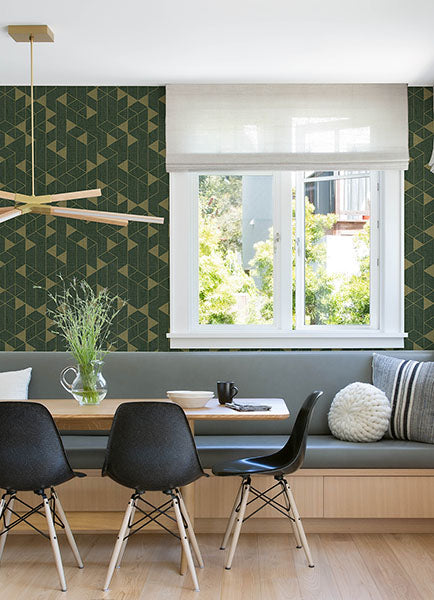 Eade’s Fairbank Evergreen Linen Geometric Wallpaper by Scott
