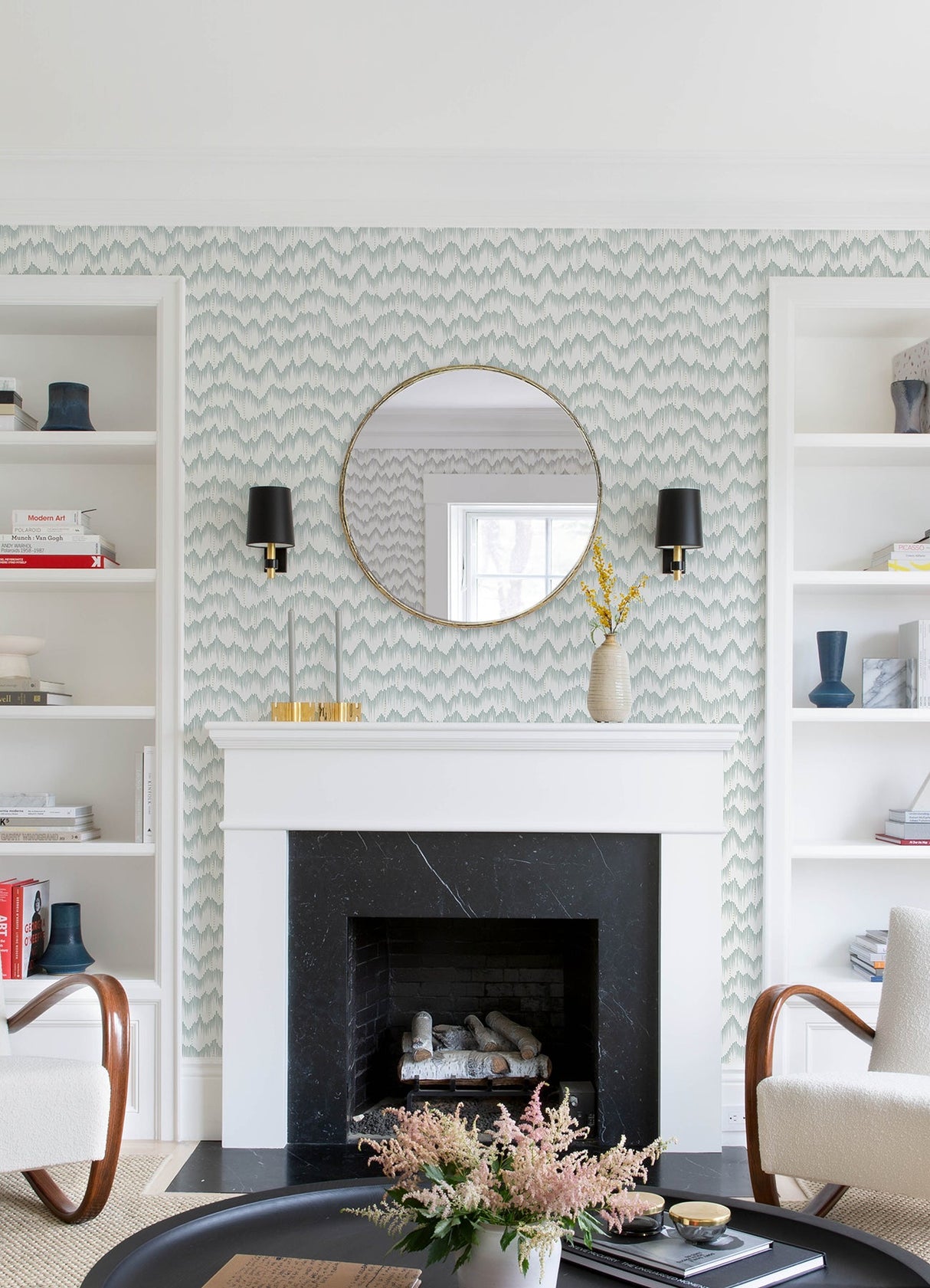 A-Street Prints 4034-26776 Holmby Seafoam Brushstroke Zigzag Wallpaper by Scott Living